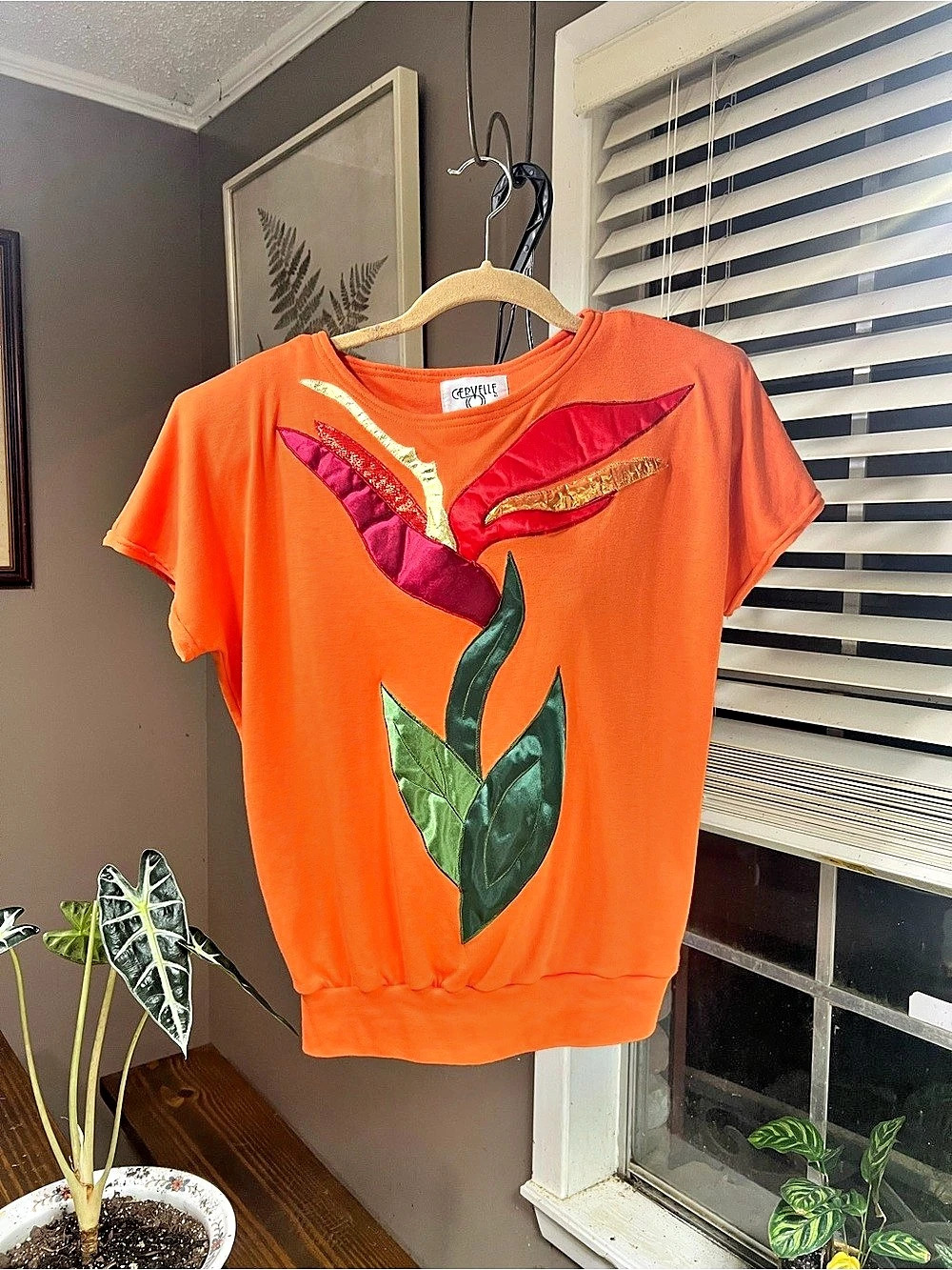 Cervelle Vintage 80s / 90s Short Sleeve Top Orange Size Small